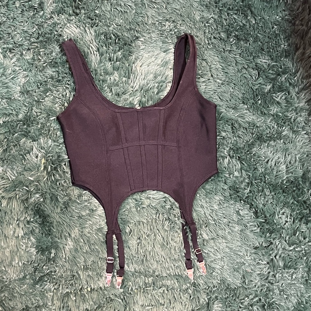 Dolls Kill Black Corset Top with Straps